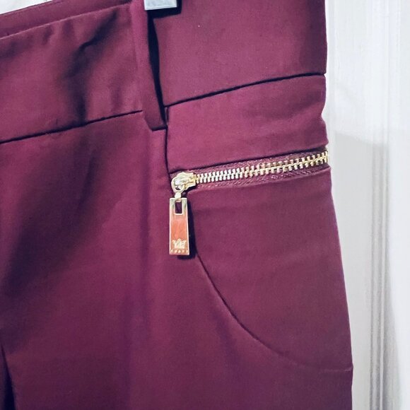 Chaus New York-Women's Size 8 Stretch Burgundy/Gold Ankle Pants-Casual-Comfy - Picture 10 of 15